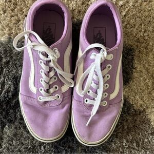 Vans Women's Lavender Canvas Low Top Sneakers with White Stripe